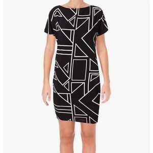 Lauren by Ralph Lauren Geometric Print Jersey Dress Black/White Size XL